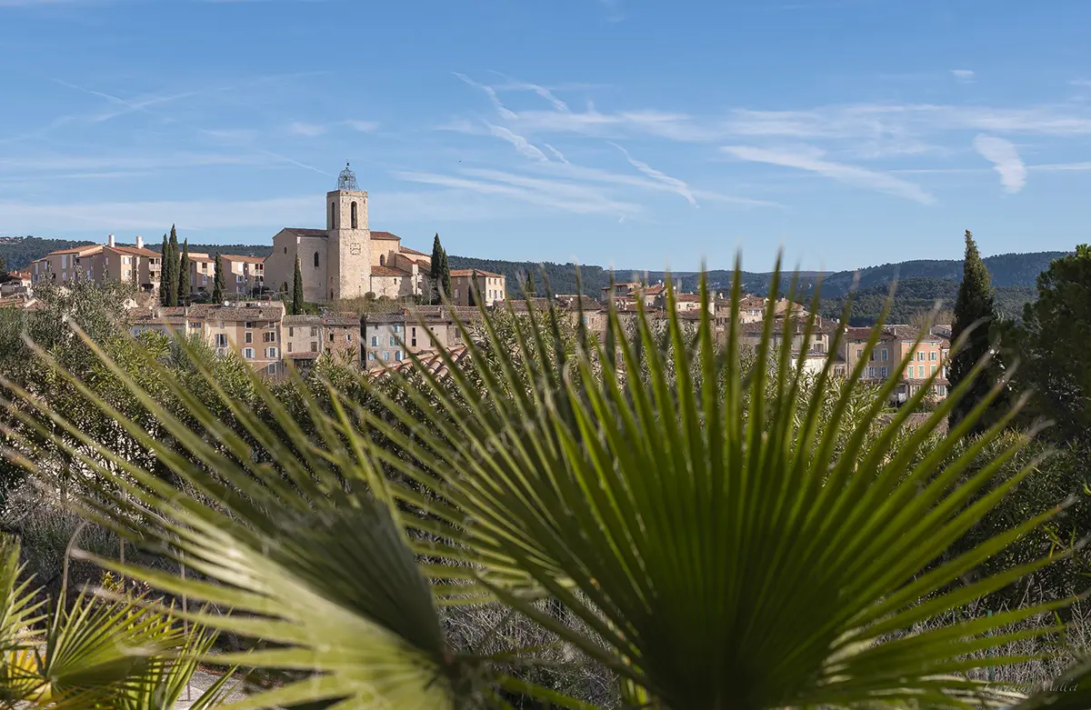 View from the accommodation of the nearby village of Flayosc