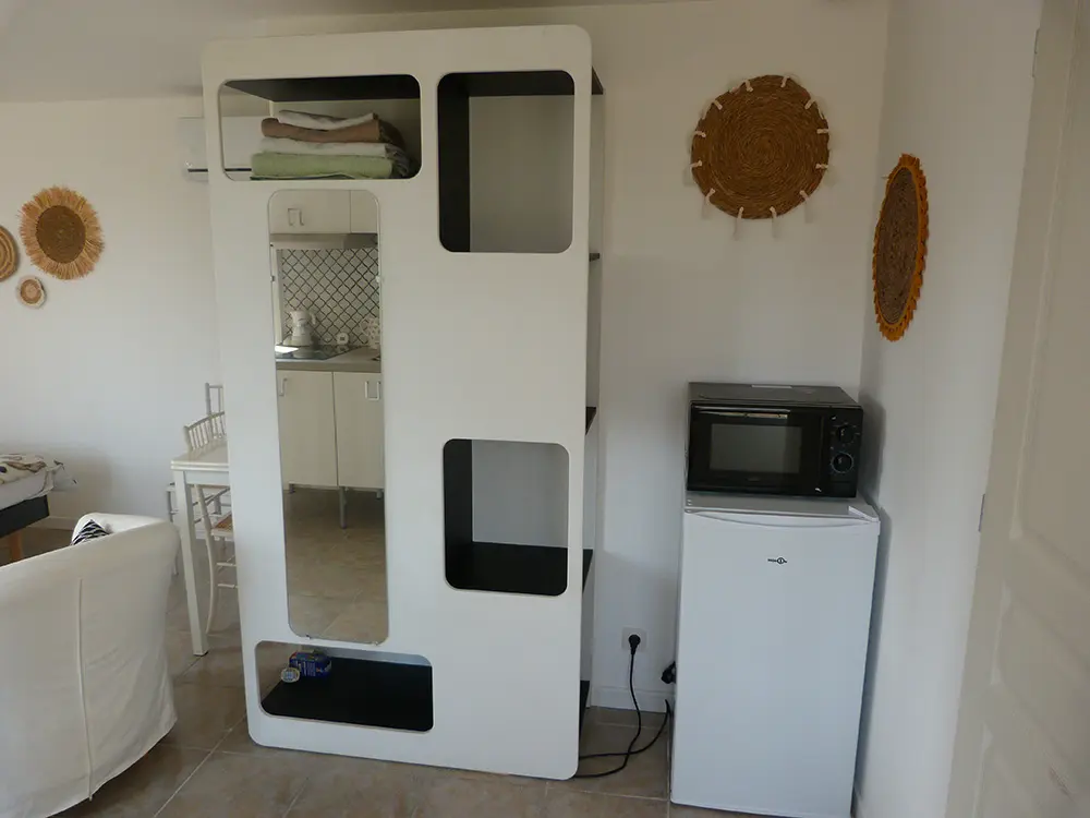 Our furniture to store your things comfortably, a refrigerator